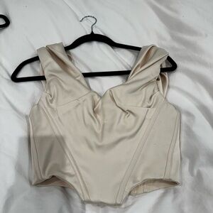 Cream Sleeveless Corset Top HOUSE OF CB